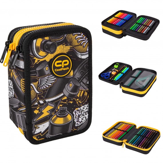 Piórnik szkolny CoolPack Jumer 3-komory z wyposażeniem Just Spray E67574