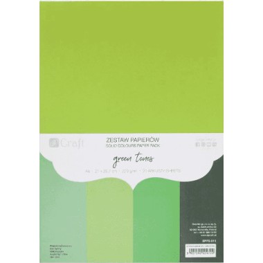CRAFT Zestaw Papierów kolorowych A4 green tones 220g/20 arkuszy