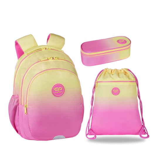 COOLPACK ZESTAW SZKOLNY 3W1 PLECAK OMBRE PIÓRNIK WOREK GRADIENT PEACH