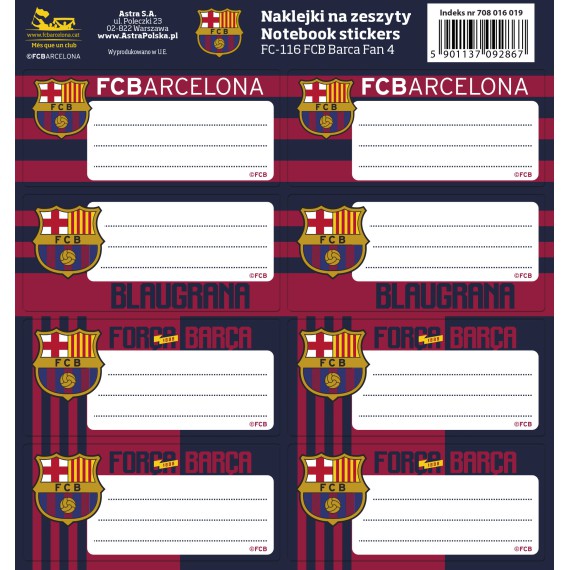 ASTRA Naklejki na zeszyt Barcelona FC-116