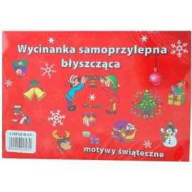 WYCINANKA SAMOPRZYLEPNA BŁYSZCZĄCA MOTYW ŚWIĄTECZNY BOŻE NARODZENIE A4
