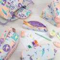 MILAN Piórnik 2-poziomowy z wyposażeniem Sugar Colibri Pastel
