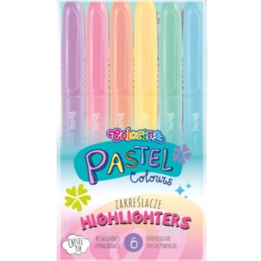 COLORINO ZAKREŚLACZE 6 KOLORÓW PASTEL W ETUI