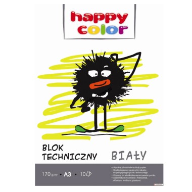 BLOK TECHNICZNY BIAŁY HAPPY COLOR A3 170G/M