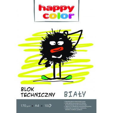 BLOK TECHNICZNY BIAŁY HAPPY COLOR A4 170G/M