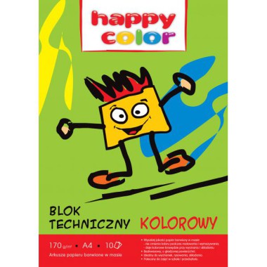 BLOK TECHNICZNY KOLOROWY HAPPY COLOR KOLOROWE KARTKI A4 170G/M2