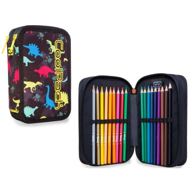 COOLPACK PIÓRNIK POTRÓJNY Z WYPOSAŻENIEM LED DINOSAURS A67204