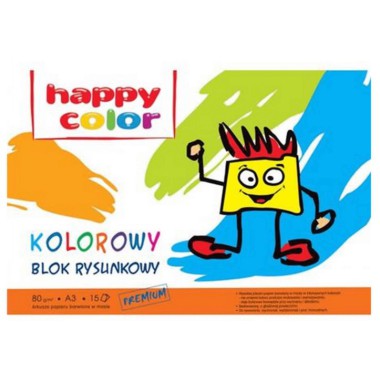 KOLOROWY BLOK RYSUNKOWY HAPPY COLOR KOLOROWE KARTKI A3 80G/M