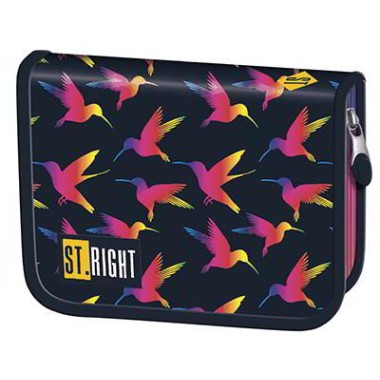 Piórnik dwuklapkowy bez wyposażenia Rainbow Birds Tęczowe  Ptaki PC-03 Stright