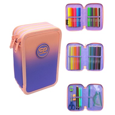 Piórnik szkolny CoolPack Jumper 3- komory z wyposażeniem Ombre Gradient berry