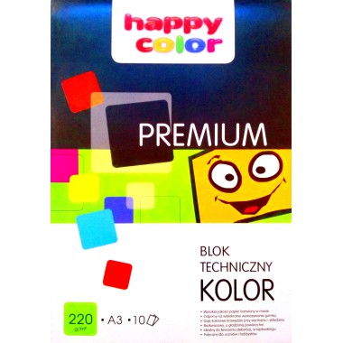 KOLOROWY BLOK TECHNICZNY HAPPY COLOR KOLOROWE KARTKI A3 220G/M2