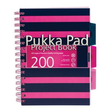 KOŁOZESZYT NOTATNIK PUKKA PAD PROJECT BOOK NAVY RÓŻOWY A5 200 STRON KRATKA