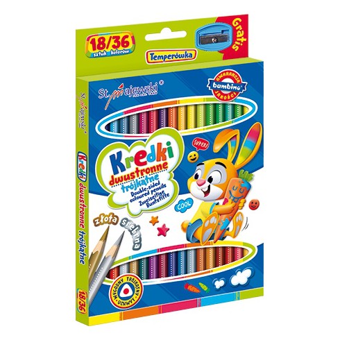 BAMBINO KREDKI OŁÓWKOWE 18/36 KOLORY DREWNIANE TRÓJKĄTNE