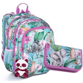 Topgal Plecak szkolny 2w1 piórnik safari SET ELLY 23004 klasa 1-4
