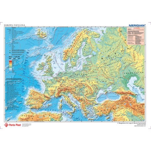 PODKŁAD NA BIURKO OBUSTRONNY MAPA EUROPA FIZYCZNA-POLITYCZNA