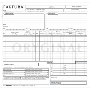 FAKTURA VAT 2/3 A4 (1+1) UNIWERSALANA F-19 STOLGRAF