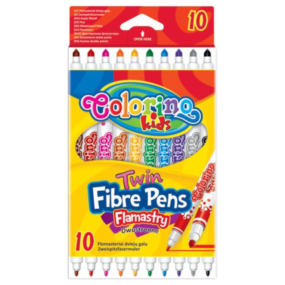 FLAMASTRY DWUSTRONNE 10 KOLORÓW COLORINO
