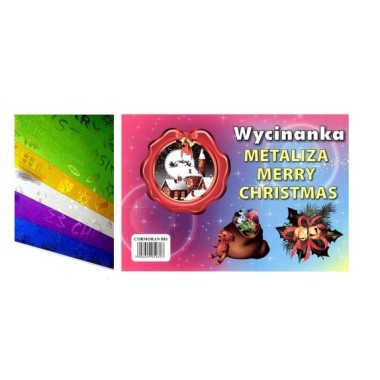 WYCINANKA A4 METALIZA MERRY CHRISTMAS 6 KOL Z NADRUKIEM