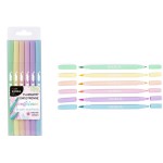 Kidea Flamastry dwustronne pastelowe B brush 6 kolorów Kidea Flamastry dwustronne pastelowe B brush 6 kolorów