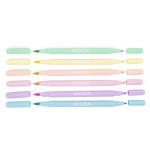 Kidea Flamastry dwustronne pastelowe B brush 6 kolorów Kidea Flamastry dwustronne pastelowe B brush 6 kolorów