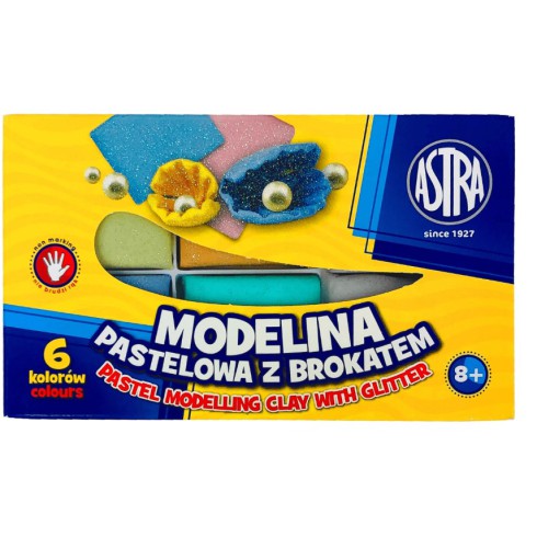 ASTRA MODELINA PASTELOWA Z BROKATEM SZKOLNA 6 KOL ASTRA MODELINA PASTELOWA Z BROKATEM SZKOLNA 6 KOL