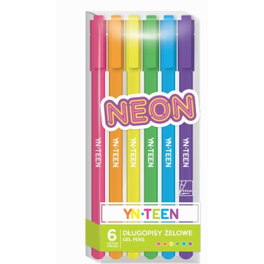 INTERDRUK Długopisy żelowe 6 szt. neon