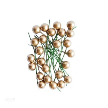 OWOCE OSTROKRZEWU 1.2 CM - ZŁOTE. 24 SZT. 