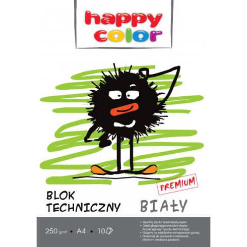 BLOK TECHNICZNY BIAŁY HAPPY COLOR A4 250G/M