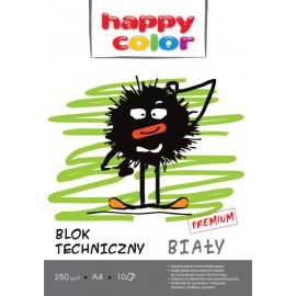 BLOK TECHNICZNY BIAŁY HAPPY COLOR A4 250G/M