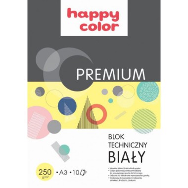 HAPPY COLOR BLOK TECHNICZNY A3 250G/M BIAŁY 10 KARTEK
