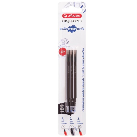HERLITZ NABOJE DO WYMAZYWALNEGO PIÓRA KULKOWEGO MY.PEN 3 SZT. NA BLISTRZE CZARNE