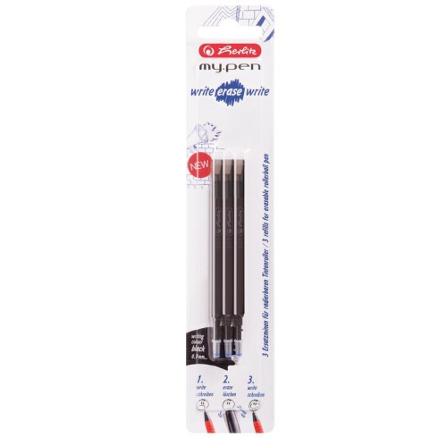 HERLITZ NABOJE DO WYMAZYWALNEGO PIÓRA KULKOWEGO MY.PEN 3 SZT. NA BLISTRZE CZARNE