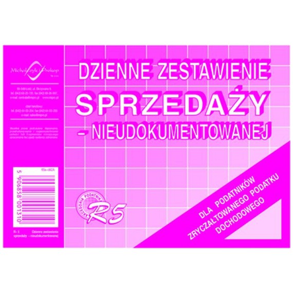 Dzienne zestawienie sprzedaży nieudokumentowanej A6 M&ampampP