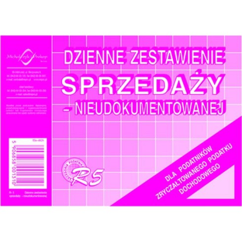 Dzienne zestawienie sprzedaży nieudokumentowanej A6 M&ampampP