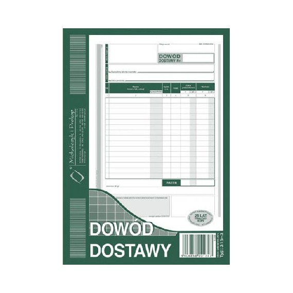 Druk Dowód dostawy A5 M&ampampP