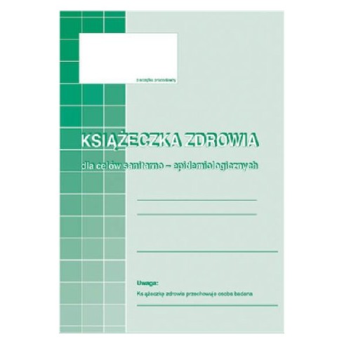 Druk 	Książeczka zdrowia dla celów sanitarno-epidemiologicznych A6 M&ampampP