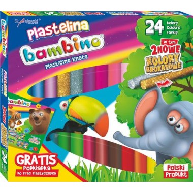 PLASTELINA BAMBINO 24 KOLORÓW +PODKŁADKA DO PRAC PLASTYCZNYCH