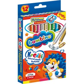 KREDKI BAMBINO W DREWNIANEJ OPRAWIE Z TEMPERÓWKĄ 12 kol.