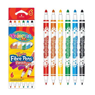 FLAMASTRY DWUSTRONNE 6 KOLORÓW COLORINO