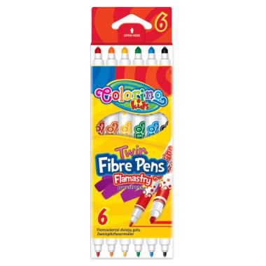 FLAMASTRY DWUSTRONNE 6 KOLORÓW COLORINO