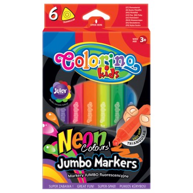 MAZAKI MARKERY JUMBO FLUORESCENCYJNE TRÓJKĄTNE NEONOWE 6 KOLORÓW