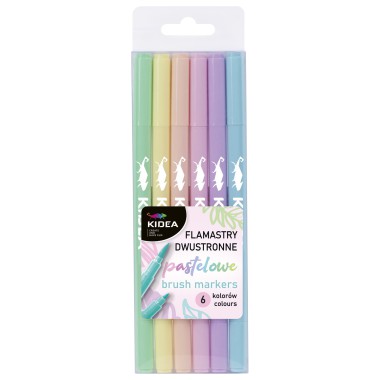 Kidea Flamastry dwustronne pastelowe B brush 6 kolorów