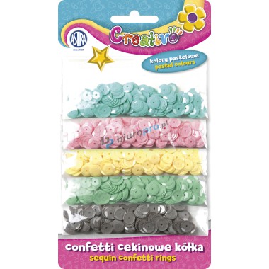 ASTRA CONFETTI CEKINOWE KÓŁKA MIX 5 KOLORÓW PASTELOWYCH (335116005)