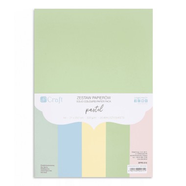 CRAFT Zestaw Papierów kolorowych A4 pastel 220g/20 arkuszy