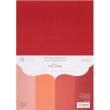CRAFT Zestaw Papierów kolorowych A4 red tones 220g/20 arkuszy
