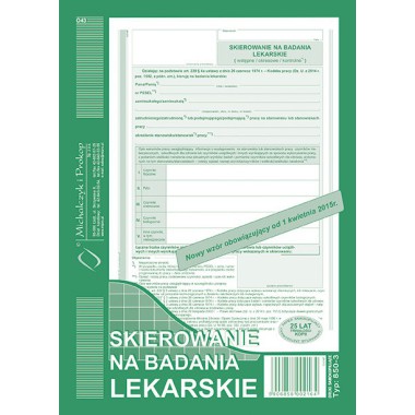 DRUK 850-3 SKIEROWANIE NA BADANIA LEKARSKIE A5 M&ampampP