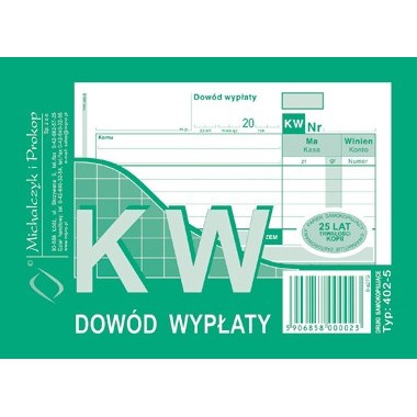 DRUK KW DOWÓD WPŁATY A6 402-5