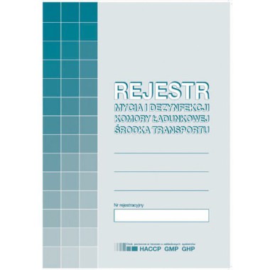 Rejestr mycia i dezynfekcji komory ładunkowej środka transportu Typ: H91-3 (A5)
