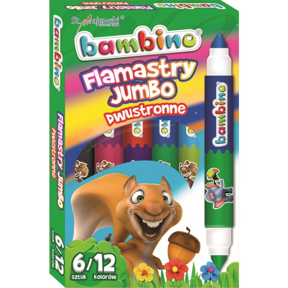 BAMBINO FLAMASTRY DWUSTRONNE JUMBO 12 KOLORÓW