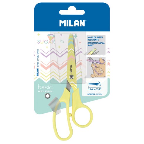 MILAN Nożyczki dla dzieci żółte 13.4 cm